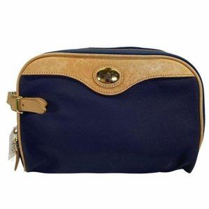 Authentic Christian Dior Clutch Bag Pouch Navy Blue PVC Used Handbag Vintage